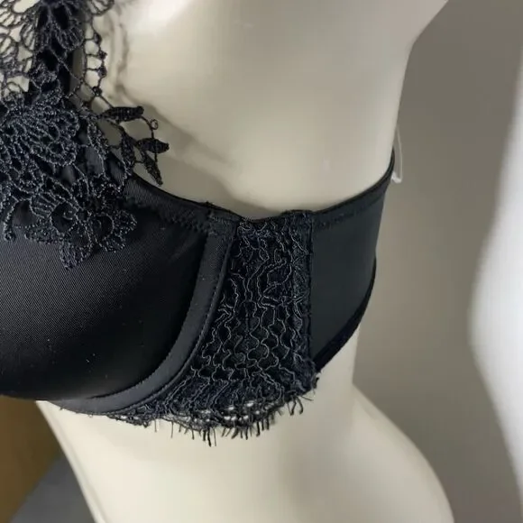 NEW Victoria's Secret Bra 34B Black Eyelash Lace Padded Lined Underwire Intimate - Picture 3 of 6